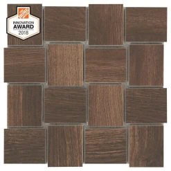Lifeproof Autumn Wood Modern Weave 12 in. x 12 in. x 8 mm Glazed Porcelain Mosaic Tile (0.96 sq. ft./Each)