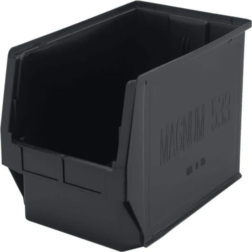 Magnum 13-Gal. Storage Tote in Black (3-Pack) by QUANTUM STORAGE SYSTEMS -Lifeproof Sales Store black quantum storage systems storage bins qms533bk 64 1000