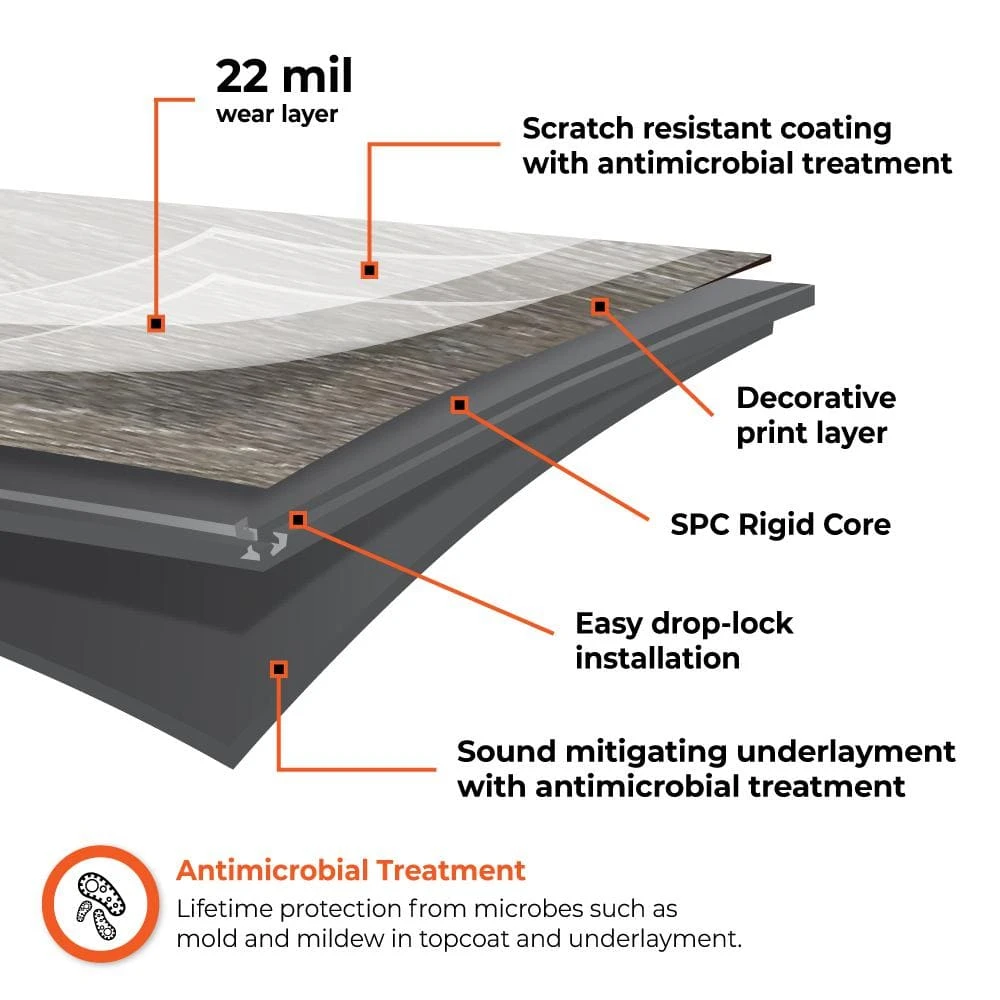 Lifeproof Boulder Pass Hickory 8.98 in. W x 48.03 in. L Waterproof High Traffic Luxury Vinyl Plank Flooring (17.98 sq. ft./case) 9 Lifeproof Boulder Pass Hickory 8.98 in. W x 48.03 in. L Waterproof High Traffic Luxury Vinyl Plank Flooring (17.98 sq. ft./case) - Image 9