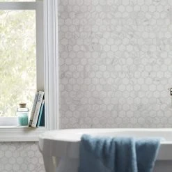 Lifeproof Carrara 10 in. x 12 in. x 6.35mm Ceramic Hexagon Mosaic Floor and Wall Tile (9.72 sq. ft./Case) -Lifeproof Sales Store carrara lifeproof ceramic tile lp5015hexhd1p2 40 1000 1