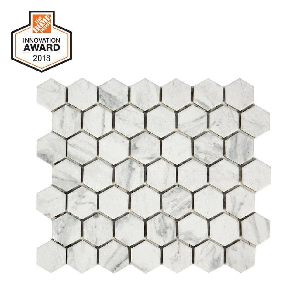 Lifeproof Carrara 10 in. x 12 in. x 6.35 mm Ceramic Hexagon Mosaic Floor and Wall Tile (0.81 sq. ft./Each) 9 Lifeproof Carrara 10 in. x 12 in. x 6.35 mm Ceramic Hexagon Mosaic Floor and Wall Tile (0.81 sq. ft./Each) - Image 9