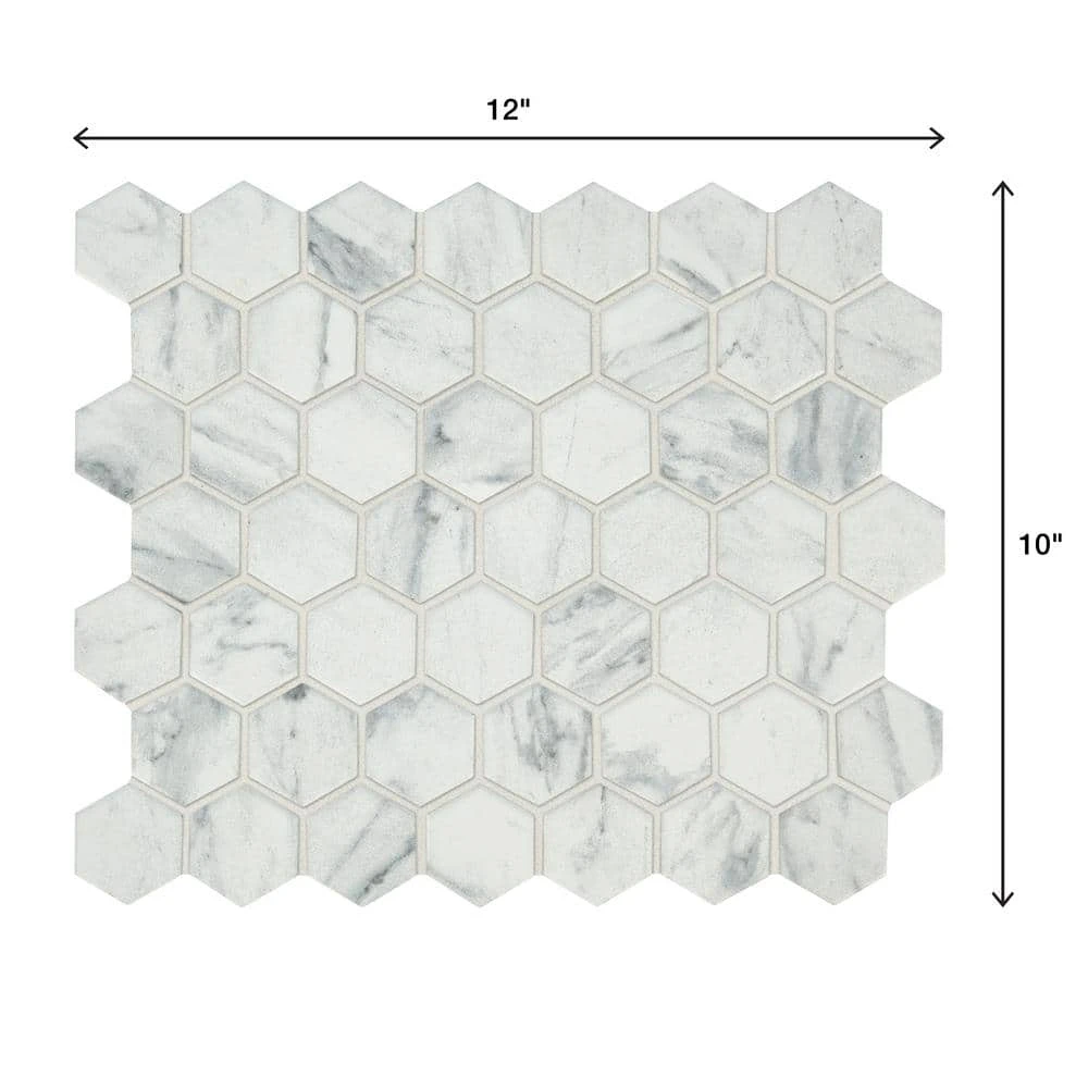 Lifeproof Carrara 10 in. x 12 in. x 6.35 mm Ceramic Hexagon Mosaic Floor and Wall Tile (0.81 sq. ft./Each) 6 Lifeproof Carrara 10 in. x 12 in. x 6.35 mm Ceramic Hexagon Mosaic Floor and Wall Tile (0.81 sq. ft./Each) - Image 6