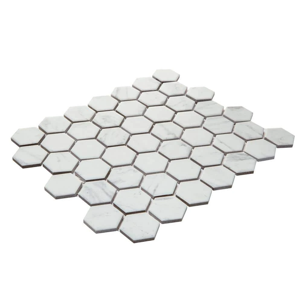 Lifeproof Carrara 10 in. x 12 in. x 6.35 mm Ceramic Hexagon Mosaic Floor and Wall Tile (0.81 sq. ft./Each) 7 Lifeproof Carrara 10 in. x 12 in. x 6.35 mm Ceramic Hexagon Mosaic Floor and Wall Tile (0.81 sq. ft./Each) - Image 7
