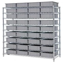 Gray 1-Tier Heavy-Duty Epoxy Wire Industrial Shelf (24 in. W x 30 in. D x 1 in. H) by QUANTUM STORAGE SYSTEMS -Lifeproof Sales Store gray quantum storage systems garage storage shelves 2430gy 31 1000