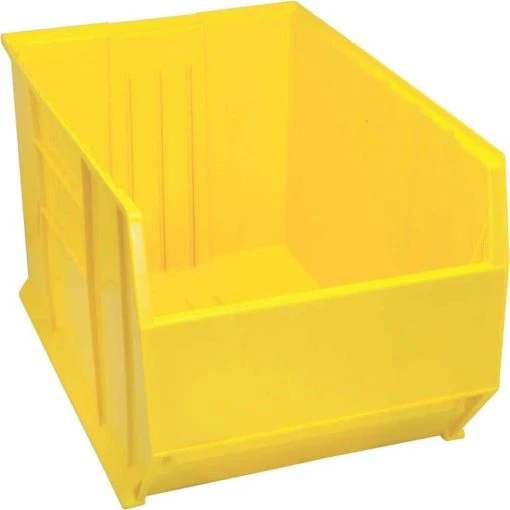 36 in. Quantum Hulk 65 Gal. Storage Tote in Yellow (1-Pack) by QUANTUM STORAGE SYSTEMS -Lifeproof Sales Store yellow quantum storage systems storage bins qus997yl 64 1000